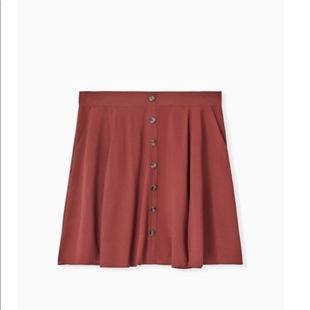 Chic Button-Front A-Line Skirt in Terracotta